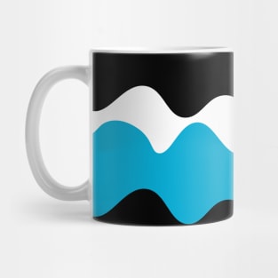 Black blue and white horizontal wavy pattern Mug